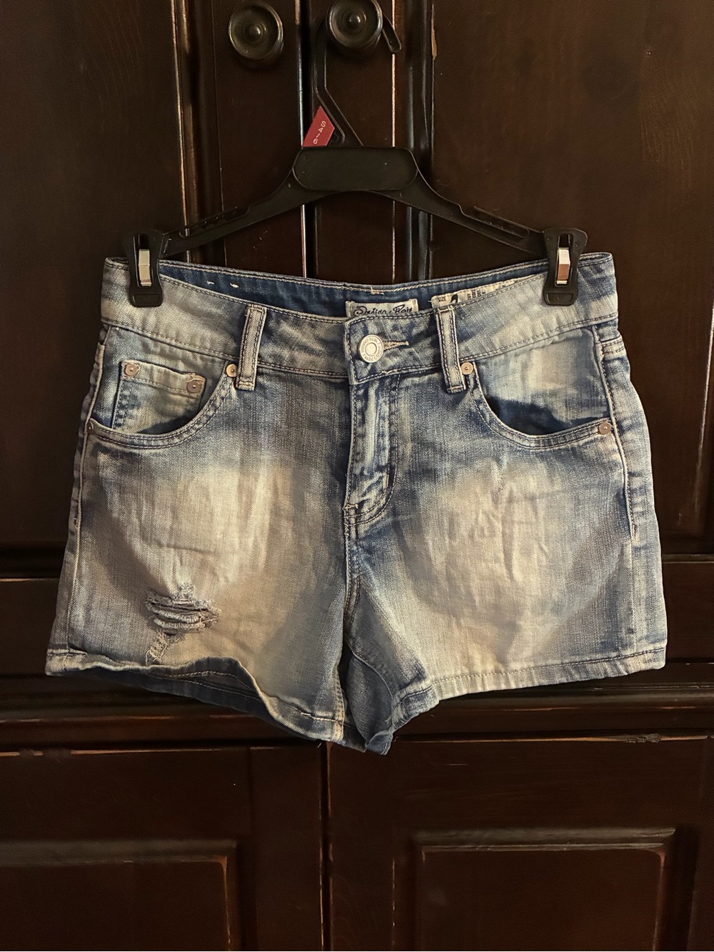 Indigo Rein Light Blue Distressed Denim Shorts
